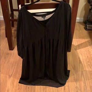 3/4 sleeve short black button up dress